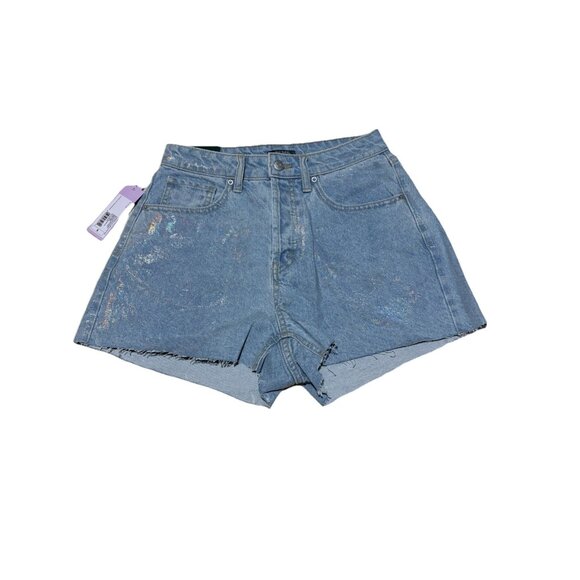 NWT Wild Fable Iridescent Denim Shorts Womens Size 4 High Rise Cutoff Curvy High - Picture 3 of 11
